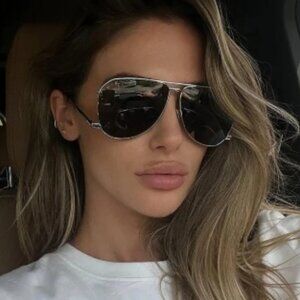 Saint Laurent SL690DUST 002 Sunglasses Silver Aviator Frame, Grey Lenses